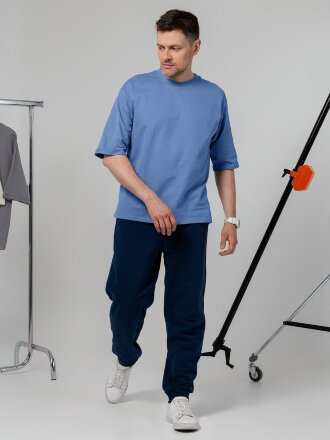 Футболка оверсайз унисекс Kosmos 2.0, синяя Футболка оверсайз унисекс Kosmos 2.0, синяя