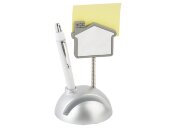 Подставка для визиток и ручки с держателем для бумаги Домик, серебристый/белый (Р) Подставка для визиток и ручки с держателем для бумаги Домик, серебристый/белый (Р)