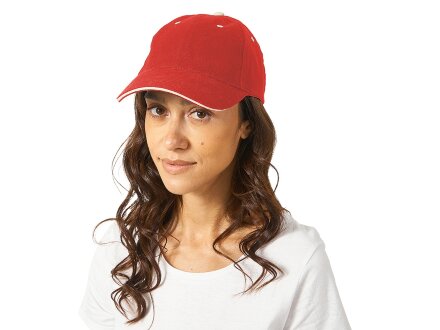 Бейсболка New Castle 6-ти панельная, красный/натуральный Бейсболка New Castle 6-ти панельная, красный/натуральный