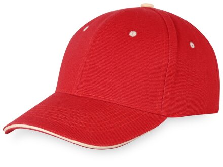 Бейсболка New Castle 6-ти панельная, красный/натуральный Бейсболка New Castle 6-ти панельная, красный/натуральный