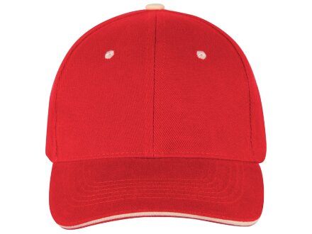 Бейсболка New Castle 6-ти панельная, красный/натуральный Бейсболка New Castle 6-ти панельная, красный/натуральный