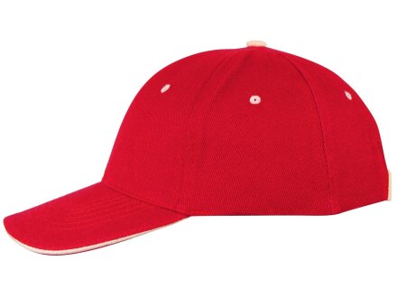 Бейсболка New Castle 6-ти панельная, красный/натуральный Бейсболка New Castle 6-ти панельная, красный/натуральный