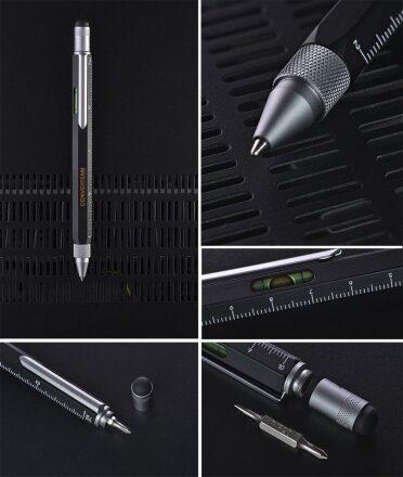 Ручка шариковая Construction, мультиинструмент, красная Ручка шариковая Construction, мультиинструмент, красная