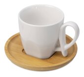 Кофейная пара с бамбуковым блюдцем Mandy, белый Кофейная пара с бамбуковым блюдцем Mandy, белый