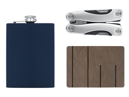 Набор с мультитулом и фляжкой Путешественник 2.0., темно-синий Набор с мультитулом и фляжкой Путешественник 2.0., темно-синий