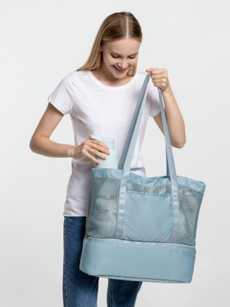 Шопер с термоотделением Verkko, серо-голубой Шопер с термоотделением Verkko, серо-голубой