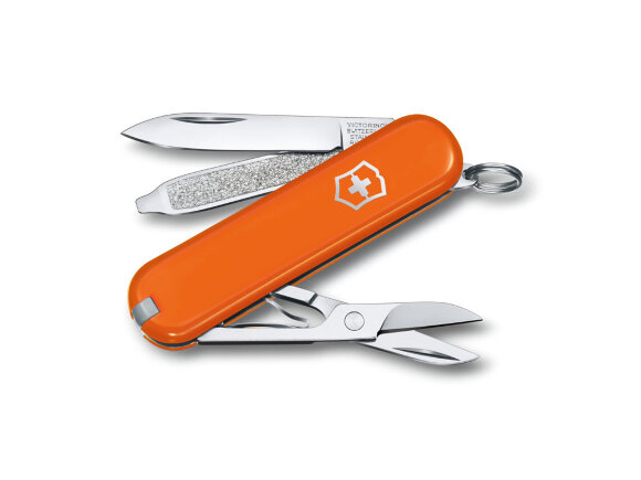 Нож-брелок VICTORINOX Classic SD Colors Mango Tango, 58 мм, 7 функций, оранжевый с нанесением логотипа