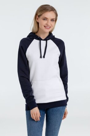 Толстовка унисекс Seattle, белая с темно-синим Толстовка унисекс Seattle, белая с темно-синим