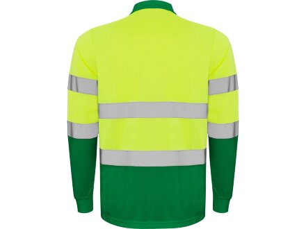 Поло Polaris мужское c длинным рукавом, садовый зеленый/неоновый желтый