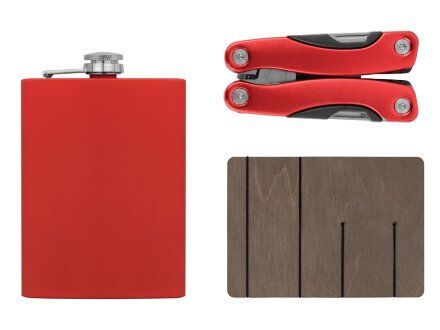 Набор с мультитулом и фляжкой Путешественник 2.0., красный Набор с мультитулом и фляжкой Путешественник 2.0., красный