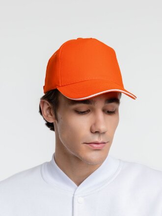 Бейсболка Classic, оранжевая с белым кантом Бейсболка Classic, оранжевая с белым кантом