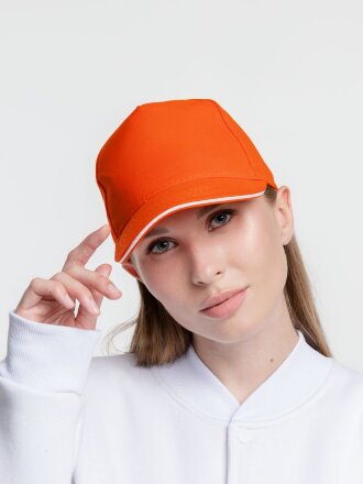 Бейсболка Classic, оранжевая с белым кантом Бейсболка Classic, оранжевая с белым кантом