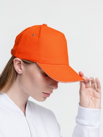 Бейсболка Classic, оранжевая с белым кантом Бейсболка Classic, оранжевая с белым кантом