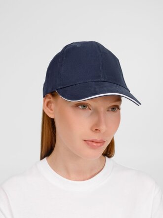 Бейсболка Buffalo, темно-синяя с белым Бейсболка Buffalo, темно-синяя с белым