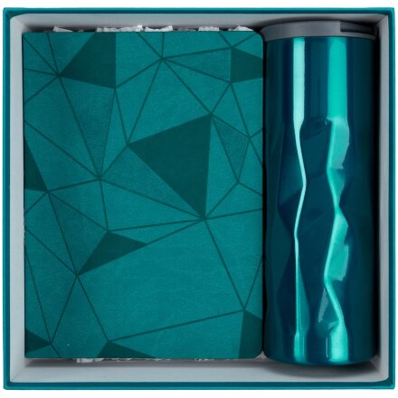 Набор Gems: ежедневник и термостакан, бирюзовый Набор Gems: ежедневник и термостакан, бирюзовый