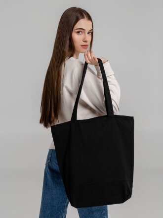 Сумка для покупок на молнии Shopaholic Zip, черная Сумка для покупок на молнии Shopaholic Zip, черная