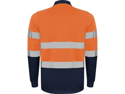 Поло Polaris мужское c длинным рукавом, нэйви/неоновый оранжевый Поло Polaris мужское c длинным рукавом, нэйви/неоновый оранжевый