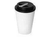 Пластиковый стакан Take away с двойными стенками и крышкой с силиконовым клапаном, 350 мл, белый/черный Пластиковый стакан Take away с двойными стенками и крышкой с силиконовым клапаном, 350 мл, белый/черный