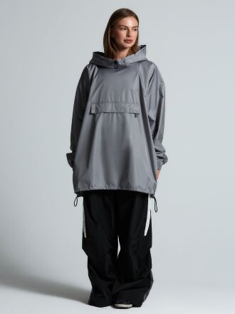 Дождевик-анорак Hard Work, укороченный, серый, единый размер Дождевик-анорак Hard Work, укороченный, серый, единый размер