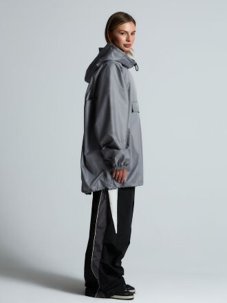 Дождевик-анорак Hard Work, укороченный, серый, единый размер Дождевик-анорак Hard Work, укороченный, серый, единый размер