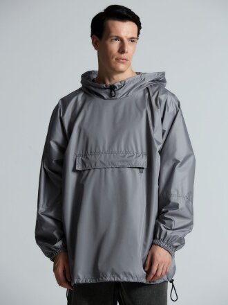 Дождевик-анорак Hard Work, укороченный, серый, единый размер Дождевик-анорак Hard Work, укороченный, серый, единый размер