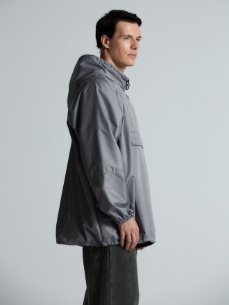 Дождевик-анорак Hard Work, укороченный, серый, единый размер Дождевик-анорак Hard Work, укороченный, серый, единый размер