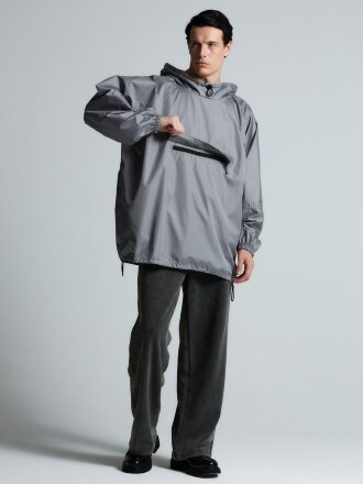 Дождевик-анорак Hard Work, укороченный, серый, единый размер Дождевик-анорак Hard Work, укороченный, серый, единый размер