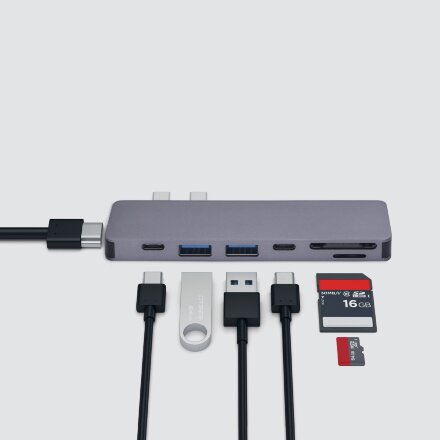 USB-C адаптер для MacBook 7-в-1, серебро, Deppa