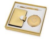 Набор Чувства: шариковая ручка, зеркало, визитница, золотистый (Р) Набор Чувства: шариковая ручка, зеркало, визитница, золотистый (Р)