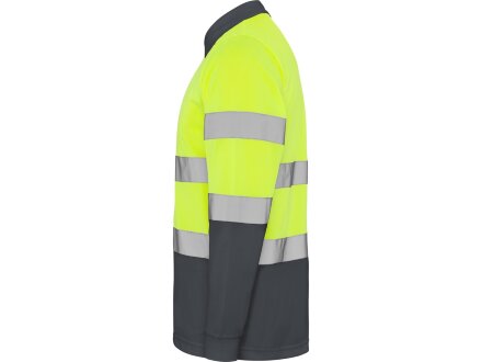 Поло Polaris мужское c длинным рукавом, свинцовый/неоновый желтый Поло Polaris мужское c длинным рукавом, свинцовый/неоновый желтый