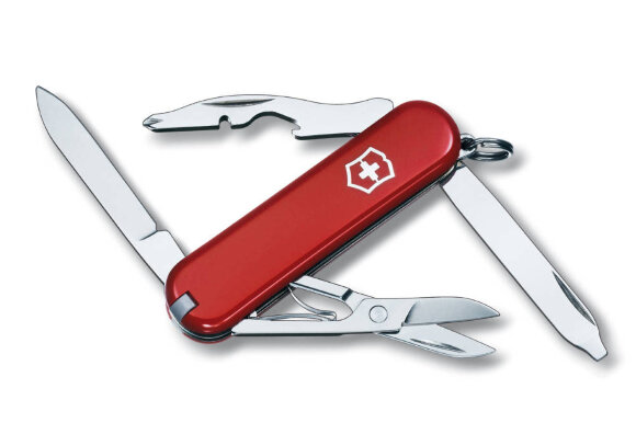 Нож-брелок VICTORINOX Rambler, 58 мм, 10 функций, красный с нанесением логотипа