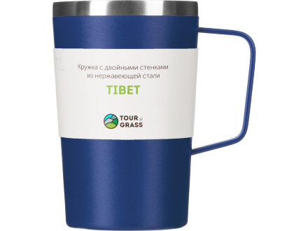 Стальная кружка с двойными стенками и порошковым покрытием Tibet, нейви Стальная кружка с двойными стенками и порошковым покрытием Tibet, нейви