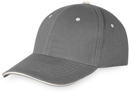 Бейсболка New Castle 6-ти панельная, серый/белый Бейсболка New Castle 6-ти панельная, серый/белый