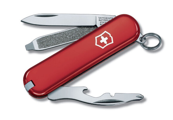 Нож-брелок VICTORINOX Rally, 58 мм, 9 функций, красный с нанесением логотипа