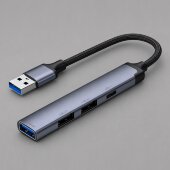 USB-хаб USB-A 3.0 + 2xUSB-A 2.0 + USB-C, серый, Deppa USB-хаб USB-A 3.0 + 2xUSB-A 2.0 + USB-C, серый, Deppa