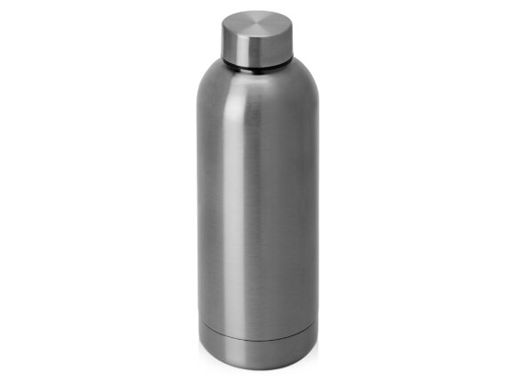 Вакуумная термобутылка Cask Waterline, 500 мл, тубус, серебристый глянцевый с нанесением логотипа