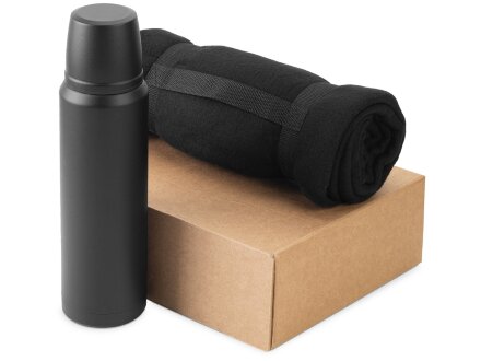Подарочный набор с термосом и пледом Serenity, черный Подарочный набор с термосом и пледом Serenity, черный