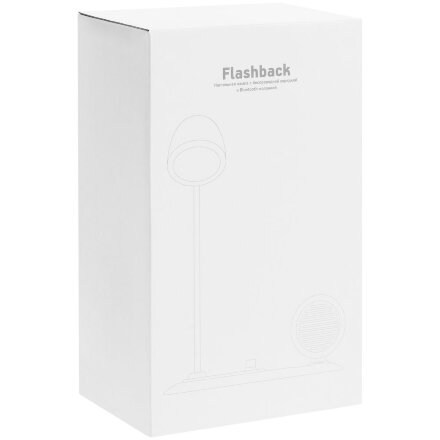 Лампа с колонкой и беспроводной зарядкой Flashback, белая Лампа с колонкой и беспроводной зарядкой Flashback, белая