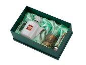 Чайный набор с подстаканником и фарфоровым чайником ЭГОИСТ-Л, золотистый/белый Чайный набор с подстаканником и фарфоровым чайником ЭГОИСТ-Л, золотистый/белый