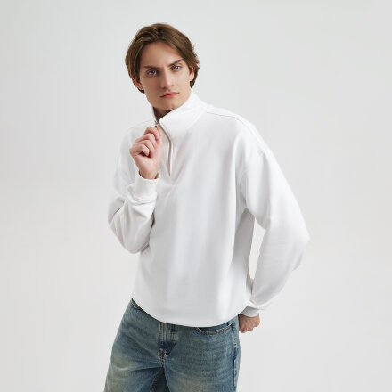Толстовка на молнии унисекс Флоу (Flow), белая, размер 5XL/6XL