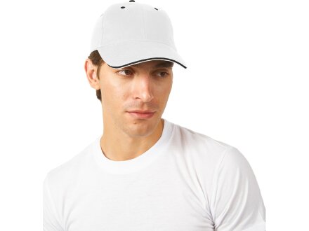 Бейсболка New Castle 6-ти панельная, белый/темно-синий Бейсболка New Castle 6-ти панельная, белый/темно-синий