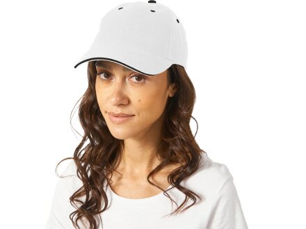 Бейсболка New Castle 6-ти панельная, белый/темно-синий Бейсболка New Castle 6-ти панельная, белый/темно-синий