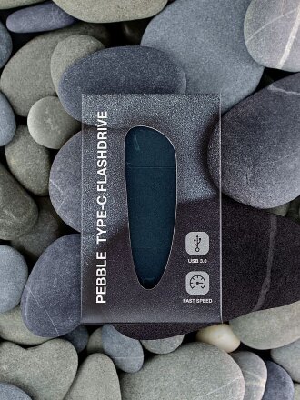 Флешка Pebble Type-C, USB 3.0, серо-синяя, 32 Гб Флешка Pebble Type-C, USB 3.0, серо-синяя, 32 Гб