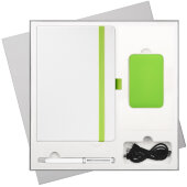 Подарочный набор Arctic, белый/салатовый (ежедневник, ручка, аккумулятор) Подарочный набор Arctic, белый/салатовый (ежедневник, ручка, аккумулятор)