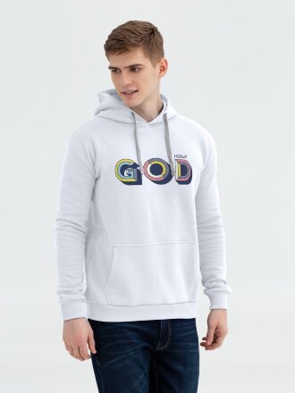 Толстовка с капюшоном «Новый GOD», белая Толстовка с капюшоном «Новый GOD», белая