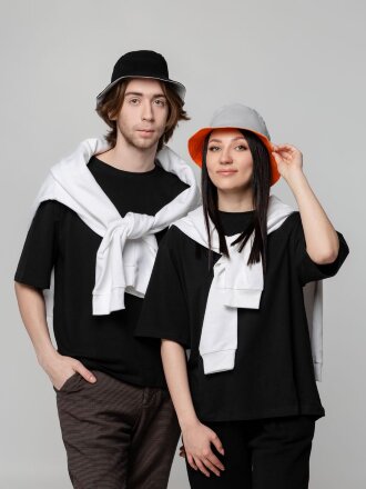 Панама Summer двусторонняя, черная с серым Панама Summer двусторонняя, черная с серым