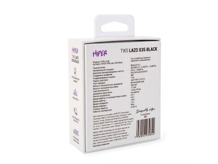Наушники HIPER TWS Lazo X35 Black (HTW-LX35) Bluetooth 5.0 гарнитура, Черный (Р)