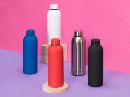 Вакуумная термобутылка Cask Waterline, soft touch, 500 мл, тубус, синий Вакуумная термобутылка Cask Waterline, soft touch, 500 мл, тубус, синий