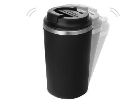 Герметичная термокружка на присоске Kick, 350 мл, черный Герметичная термокружка на присоске Kick, 350 мл, черный
