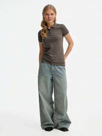 Рубашка поло женская Brandy Women, темно-серая с белым Рубашка поло женская Brandy Women, темно-серая с белым